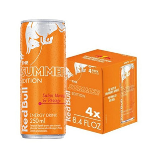 Energético Red Bull Morango e Pêssego Edition Pack 4 Unid. 250ml