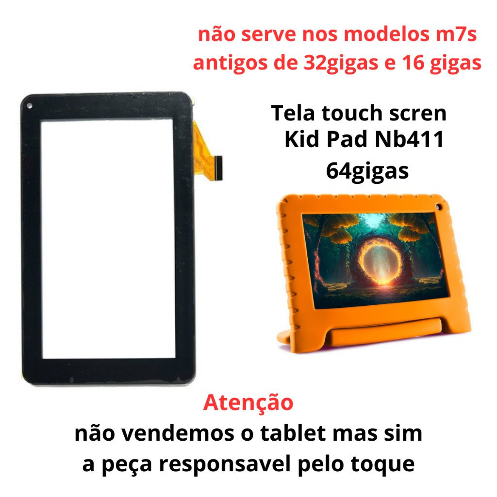 tela touch frontal Tablet Kid Pad Nb411 64gb 4gb Ram Multi