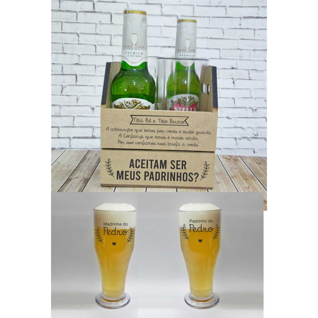 Kit Convite Padrinhos Batismo Personalizados, Material Mdf tulipa em acrilico em Oferta na Shopee