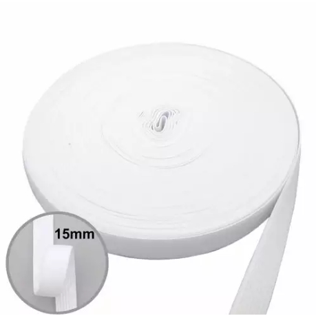 Rolo De Elástico Chato Crochet 15 mm x 25 metros para Confecção em Oferta na Shopee