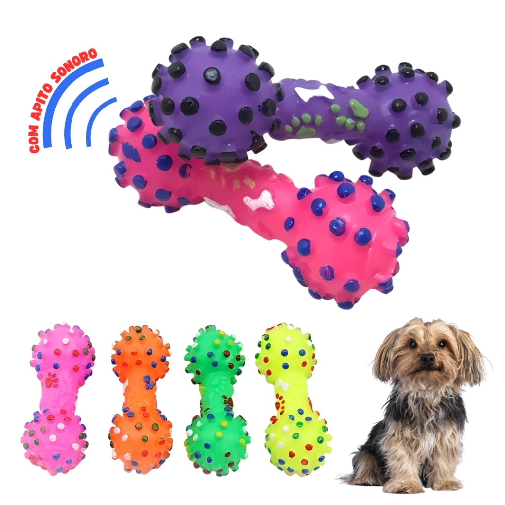 Brinquedo Mordedor Pet Cachorro Halteres com Apito
