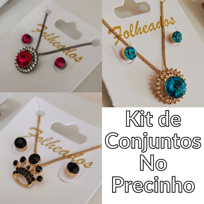 04 Conjunto de Semi Joias Colar e brinco Com Garantia de 1 ano kit luxo em Oferta na Shopee