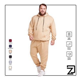 Conjunto Moletom Plus Size Masculino Com Bolsos e Capuz