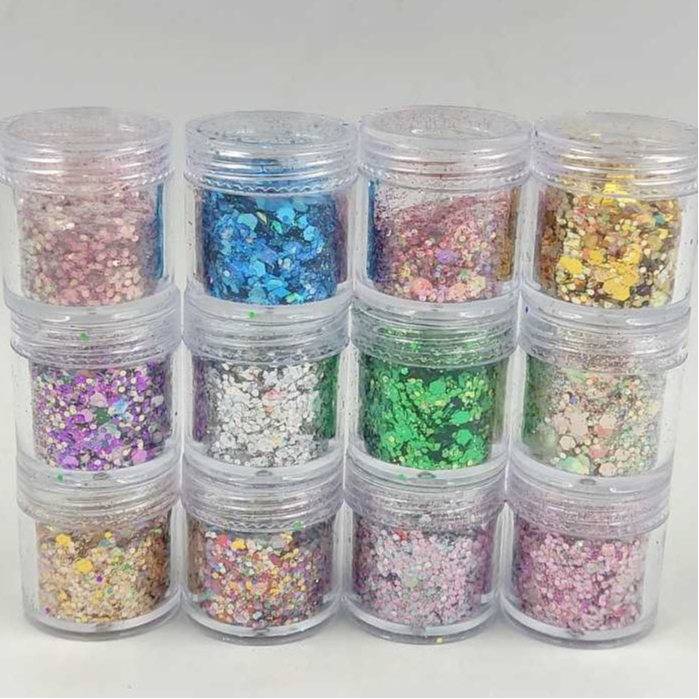 Kit Com 12 Glitter Para Cpo E Decoração De Unha Multicolorido FJ7506