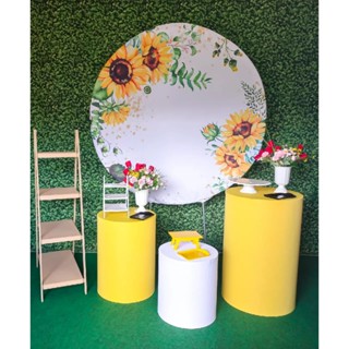 trio de capas mesas cilindros veste facil com elastico AMARELO E BRANCO em Oferta na Shopee