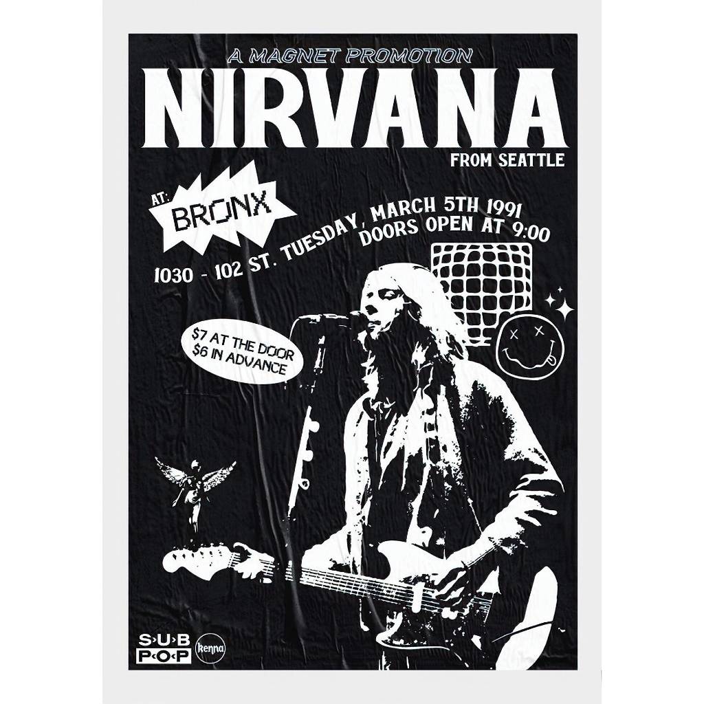 Poster Nirvana tipo parede cola parede - Nirvana 1991