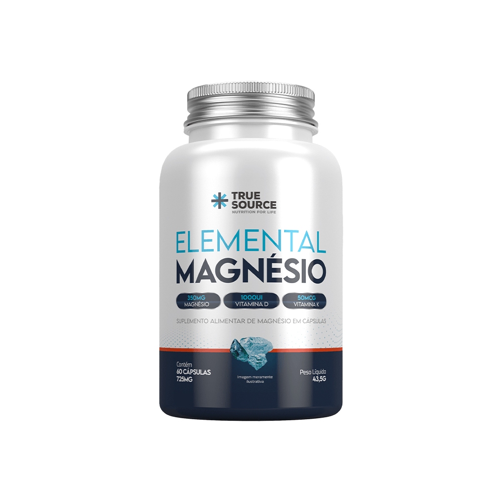 Elemental Magnésio (com Vitamina K e Vitamina D) - 60 Cápsulas - True Source - Health