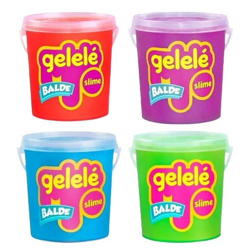 slime gelelé tradicional balde grande com diversas cores