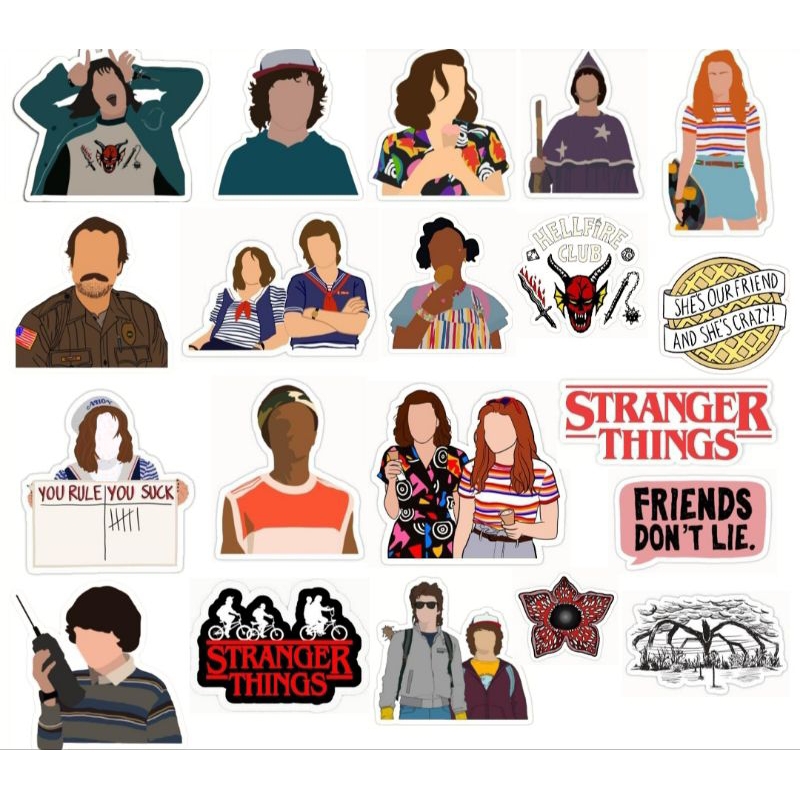 Kit de adesivos Stranger Things 20/45un em Oferta na Shopee