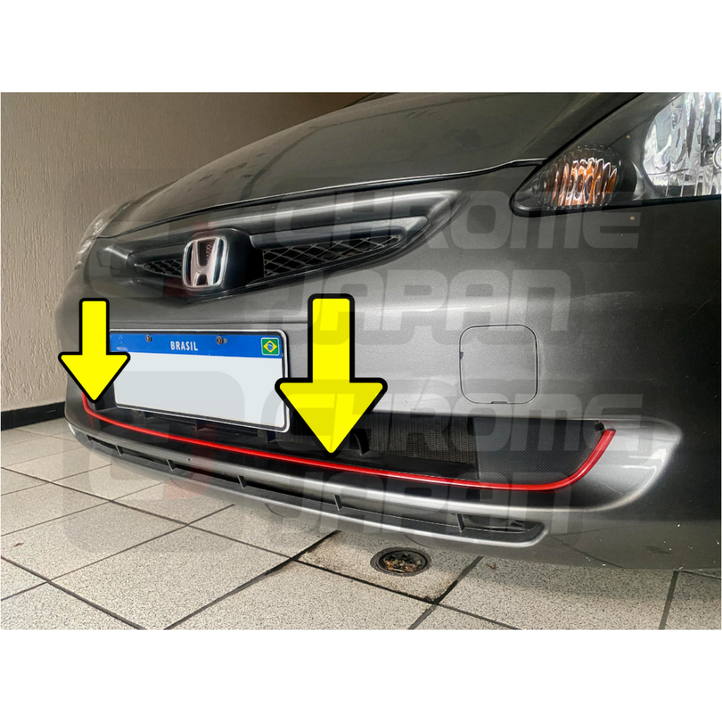 Aplique Friso Vermelho Parachoque Honda Fit 2004 A 2006