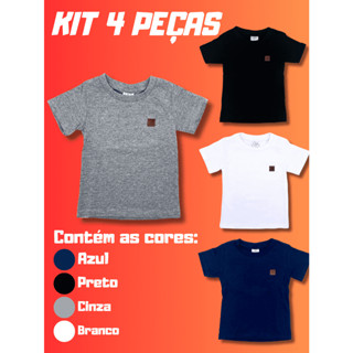 kit 4 peças Camiseta Básica uniforme escolar Infantil Menino Algodão Camiseta kit escolar 1 ao 8 Verão Camiseta básica volta às aulas
