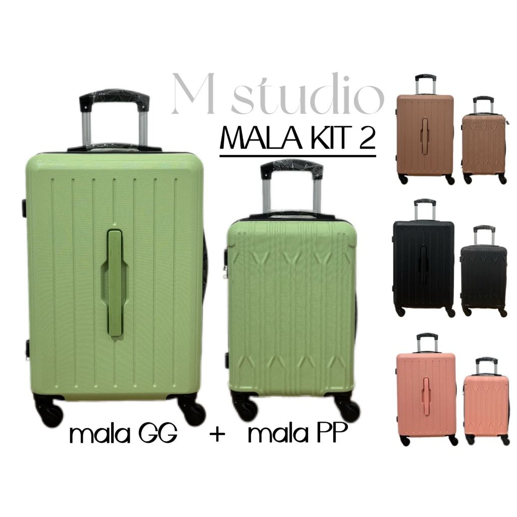 MALA DE VIAGEM  (KIT 2)  ABS com roda 360 malas viagem de bordo conjunto 2 ANAC menor preç...