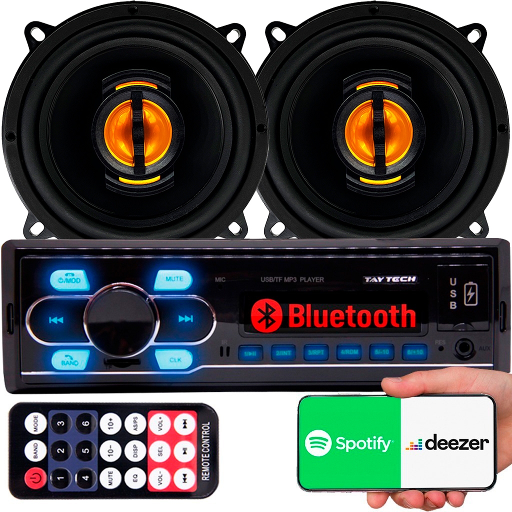 Radio Mp3 Bluetooth 2 Usb Fm + Alto Falante 5 Polegadas 110w - Spare Parts and Accessories for Vehicles