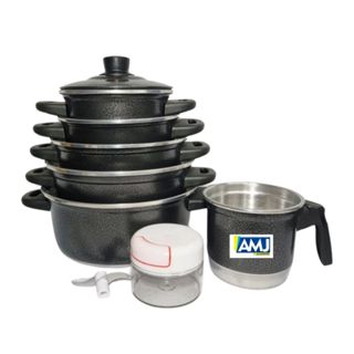 Jogo de Panela Craqueado 5 pçs + Fervedor n 12 + Mini Processador de 170 ml