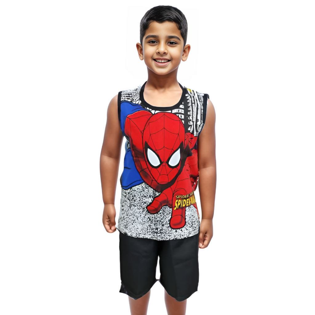 Conjunto Infantil Masculino Short e Camiseta Tecido Tactel H. Aranha