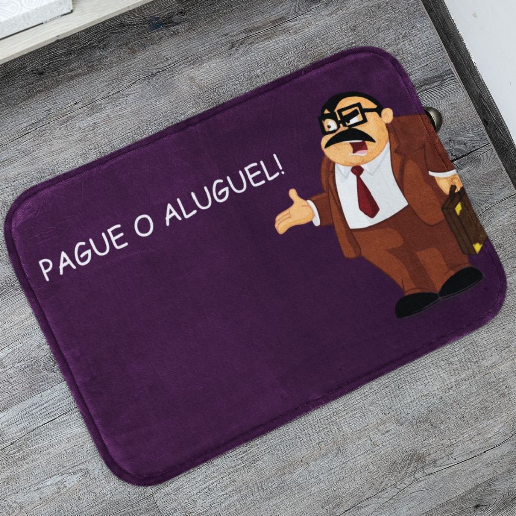 Tapetes de Porta Decorativo Pague o Aluguel para Entrada Antiderrapante 55x35