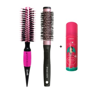 Escova De Cabelo Profissional Bonitta + Escova Vazada Térmica Marco Boni Kit Com 2