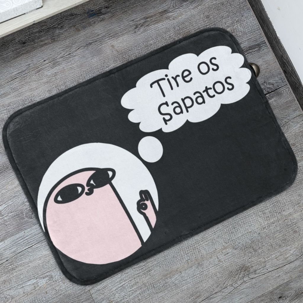 Tapetes de Porta Decorativo Tire os Sapatos para Entrada Antiderrapante 55x35