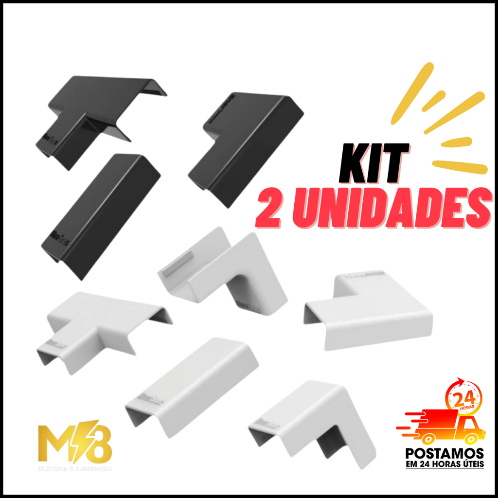 2 Sistema X Cotovelo, Luva , Te Branco ou Preto 20x10mm Para Canaleta em Oferta na Shopee