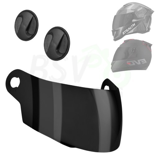 Kit Viseira Cristal ou Fumê + Parafusos Botão Reparo Capacete Stealth Evolution Oferta Promoção
