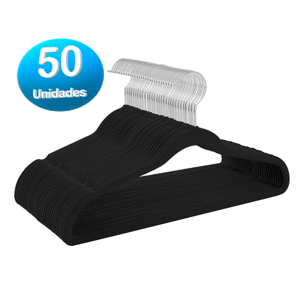 Kit Cabides Veludo Para Roupas Adulto 50 Unidades Fino Resistente