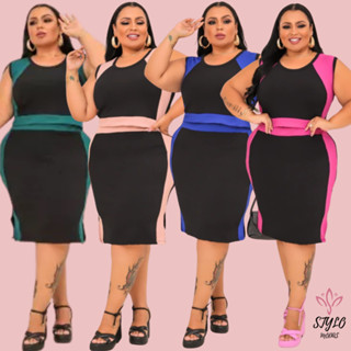 Conjunto Plus Size Feminino Saia Midi Blusa Cropped Elegante Canelado Premium Lançamento Primavera Verão