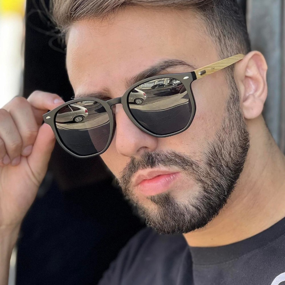 Óculos de Sol Hexagonal Madeira Polarizado Unissex - Roma em Oferta na Shopee