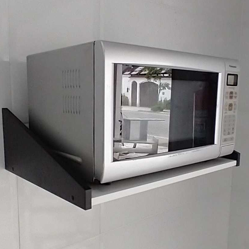 Suporte para Microondas 35L MDF Branco com laterais Preto