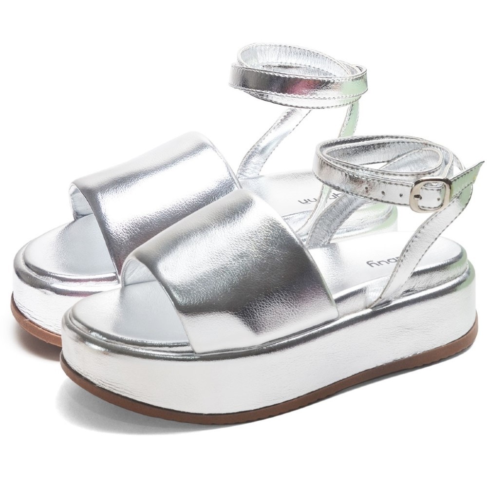 Sandalia Papete Dubuy Tamanco Feminino Prata Madu 2065DB