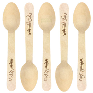 Colheres de madeira com Corações em detalhes - 100 Unidades em Oferta na Shopee
