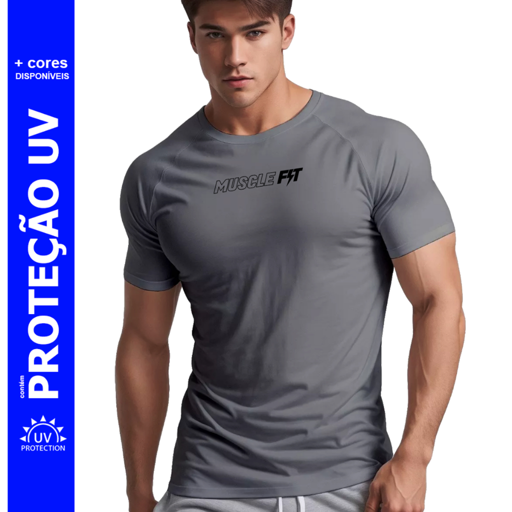 Camiseta Dry Fit Original Masculina Cinza Treino - Muscle Fit em Oferta na Shopee