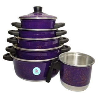 Jogo de Panelas 5 Peças Roxo + Fervedor N 12(jogo de panela, conjunto de panelas, Kit de panelas, jogo panela)