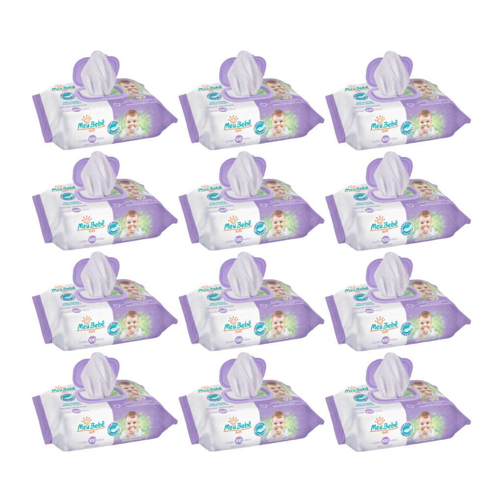 TOALHA UMEDECIDA MEU BEBE SOFT KIT 1200 (12PCTS X 100FLS)
