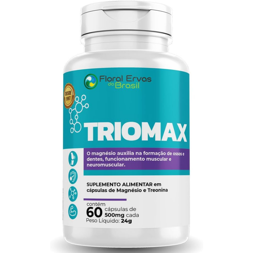 Triomax 60 Cáps. Magnésio Treonato Dimalato Cloreto Quelato