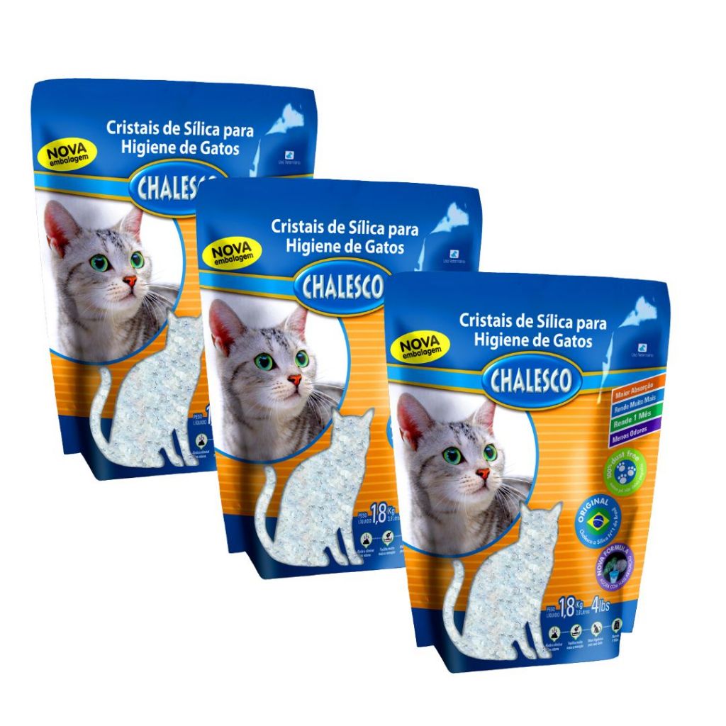 Areia Cristais de Silica Grossa para Gatos Silica Chalesco 1,8 Kg - Pets
