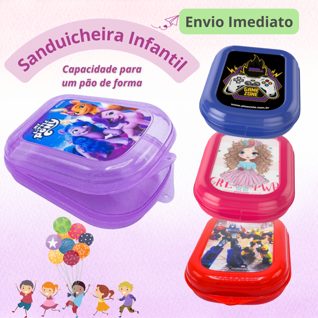 Lancheira Porta Pão Sanduiche Infantil Plasvale Kids / Sanduicheira Infantil / lancheira / Porta sanduiche / misteira / porta misto