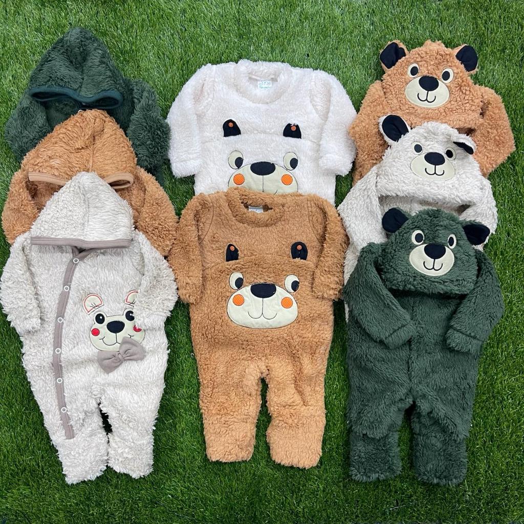 Macacão para bebê em sherpa (pelúcia) masculino