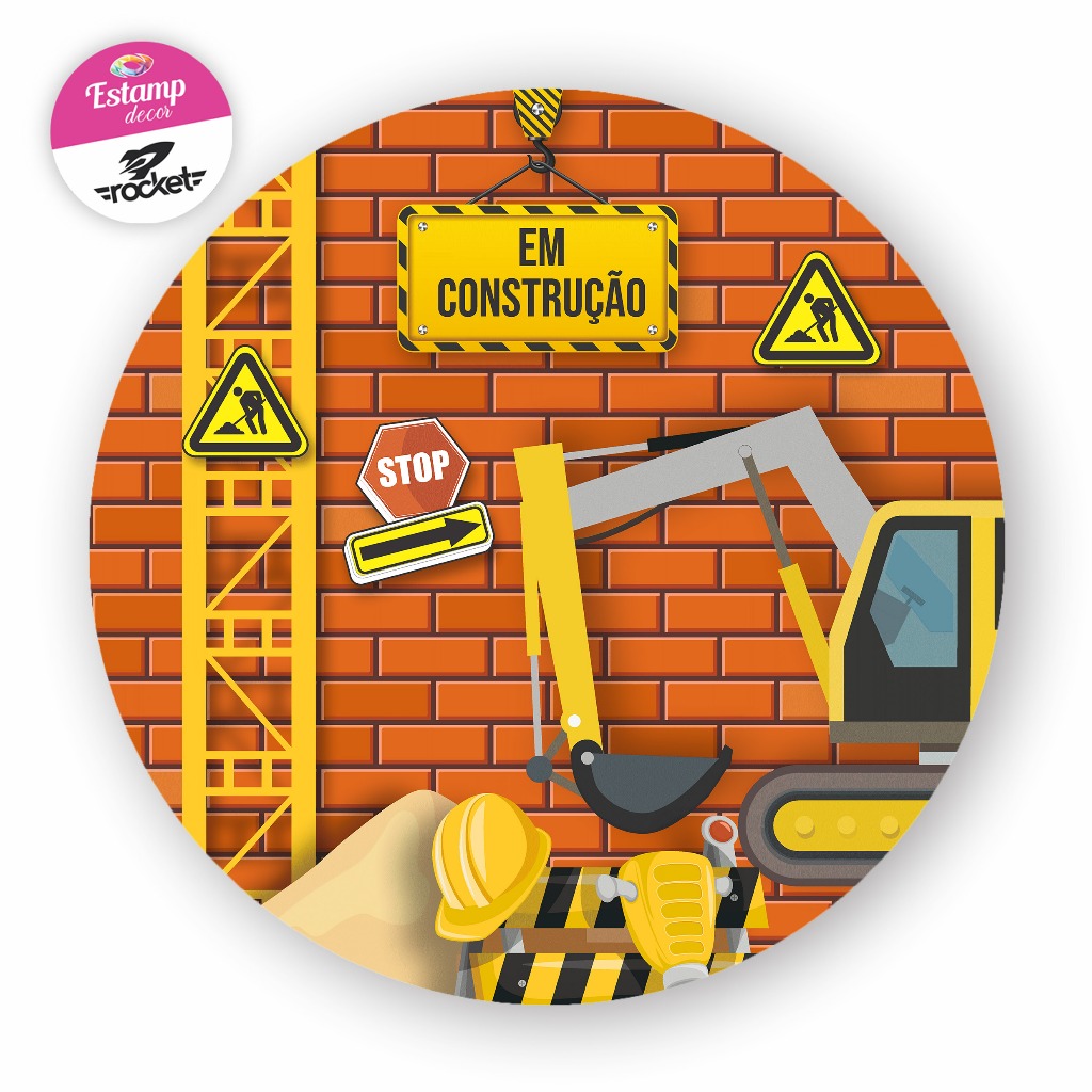 Painel 3D EM CONSTRUÇÃO, Tecido Helanca Premium!! em Oferta na Shopee