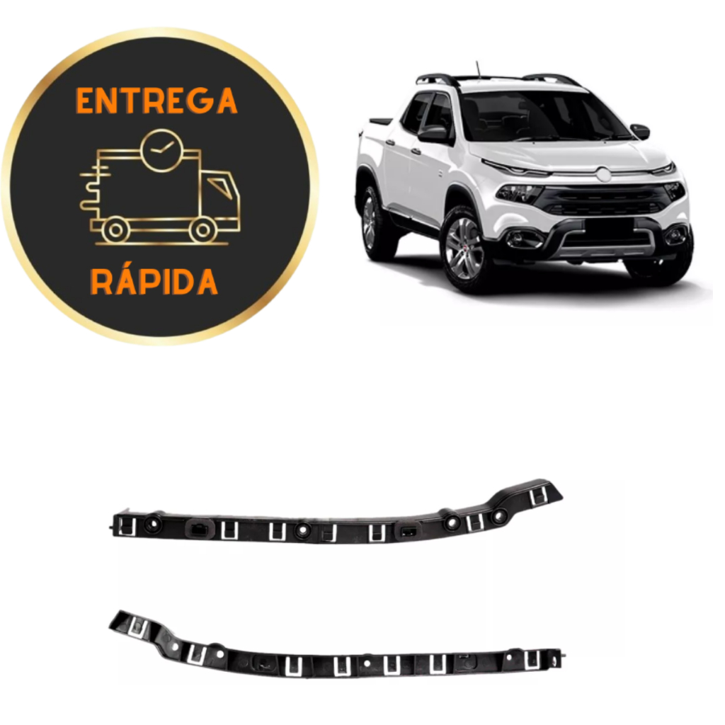Par Suporte Guia Parachoque Fiat Toro 2016 Até 2021 Traseiro Lado direito / Lado Esquerdo