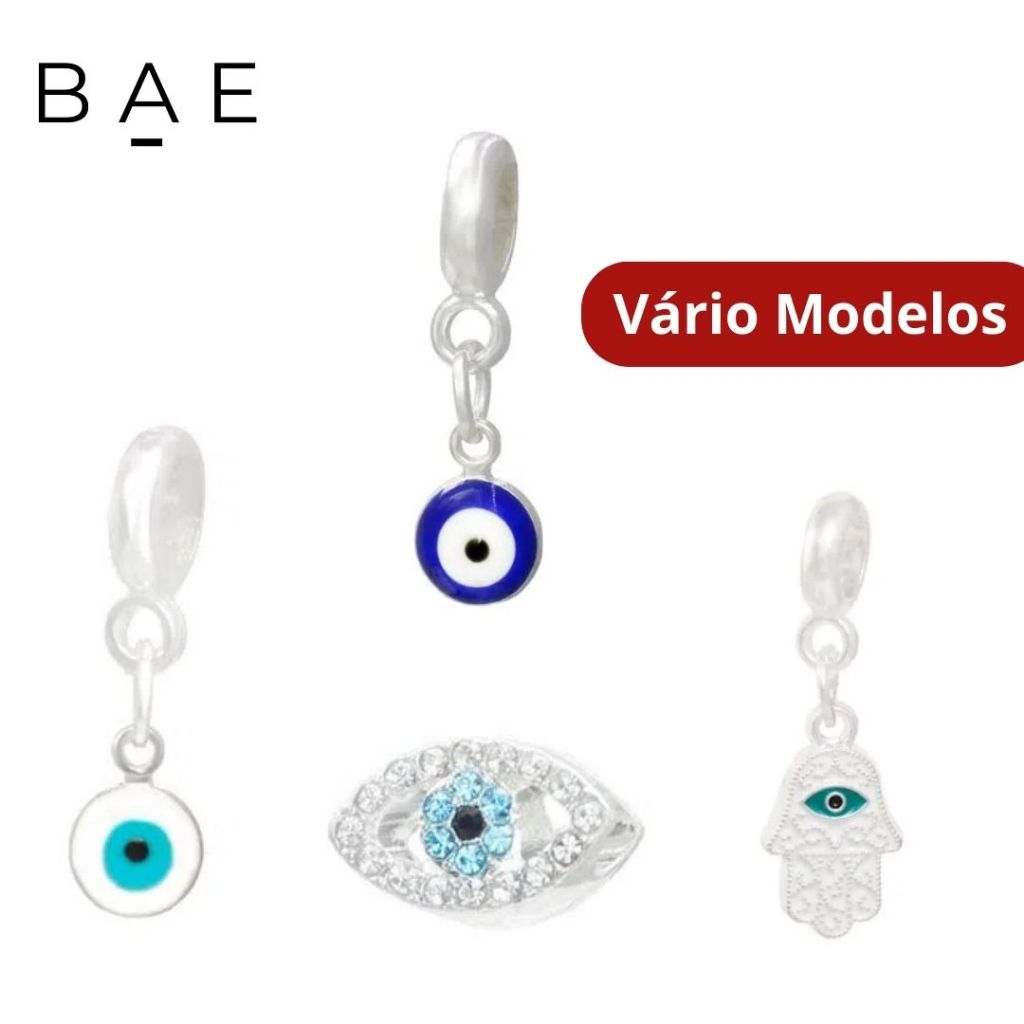 Berloque Charm Pingente Olho Grego Banhado a Prata 925 Para Pulseira Estilo Pandora Vivara Life Pingentes Bracelete