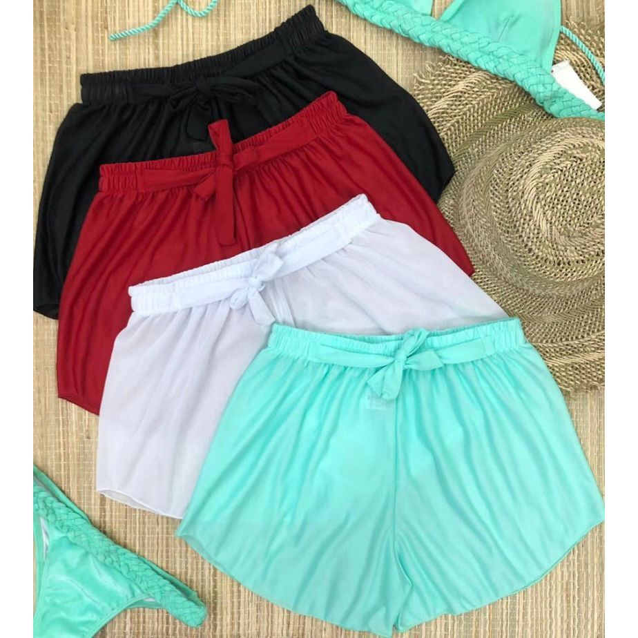 Shortinho Colorido, Short Praia e Piscina - Verao Feminino - Saída de Praia