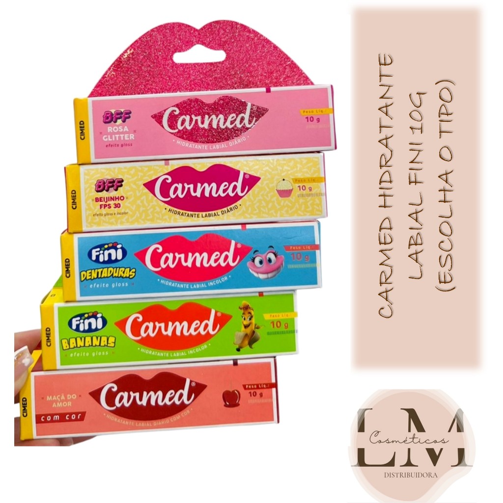 Kit com 03un Carmed Hidratante  Labial Fini 10g (Escolha O Tipo)