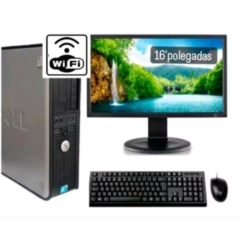 kit Pc computador Cpu Dell Optiplex Dual core i3 i5 i7 Memoria 4gb Ddr3 Ssd120gb Wi-fi Monitor 16 teclado mouse