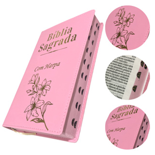 Bíblia Sagrada Feminina Evangélica ARC Capa Luxo Harpa Avivada Corinhos Palavra De Jesus Em Vermelho em Oferta na Shopee