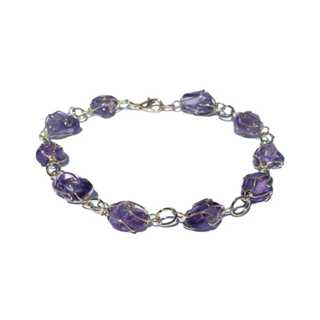 Pulseira De Ametista Pedra Natural Folheada A Ouro