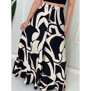 Saia Moderna Longa Com Pérolas Retrô Feminina Estampada Lançamento Moda Verão 2022