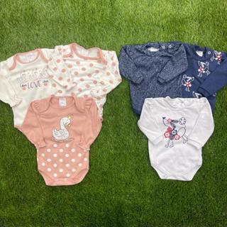 Kit com 3 body para bebê manga longa feminino em suedine
