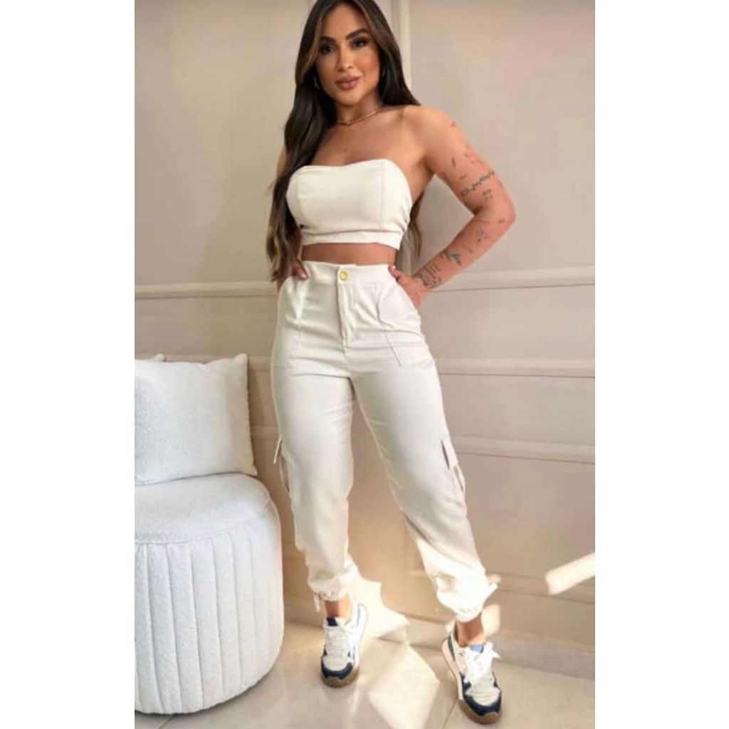 CONJUNTO ALFAITARIA FEMININO CARGO MODA GRINGA CONJUNTO BIANKA CANDY COLOR em Oferta na Shopee