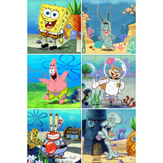 Quebra-Cabeça Bob Esponja - Kit 6 Unidades 14x14cm, Alta Qualidade com Verniz e Caixa Opcional em Oferta na Shopee