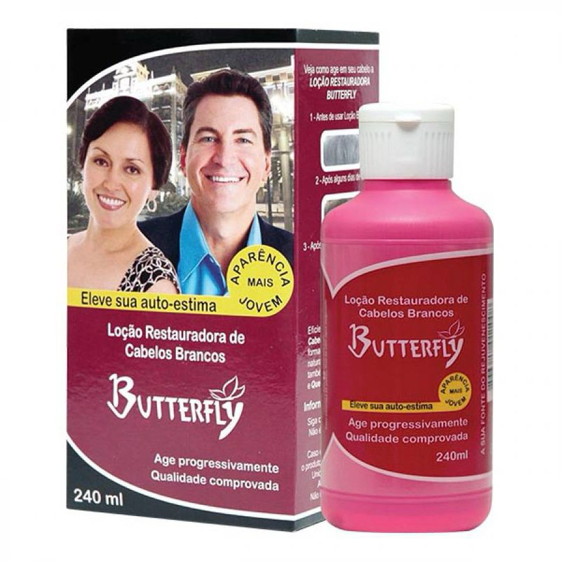 Butterfly Loção Restauradora De Cabelos Brancos 240Ml em Oferta na Shopee